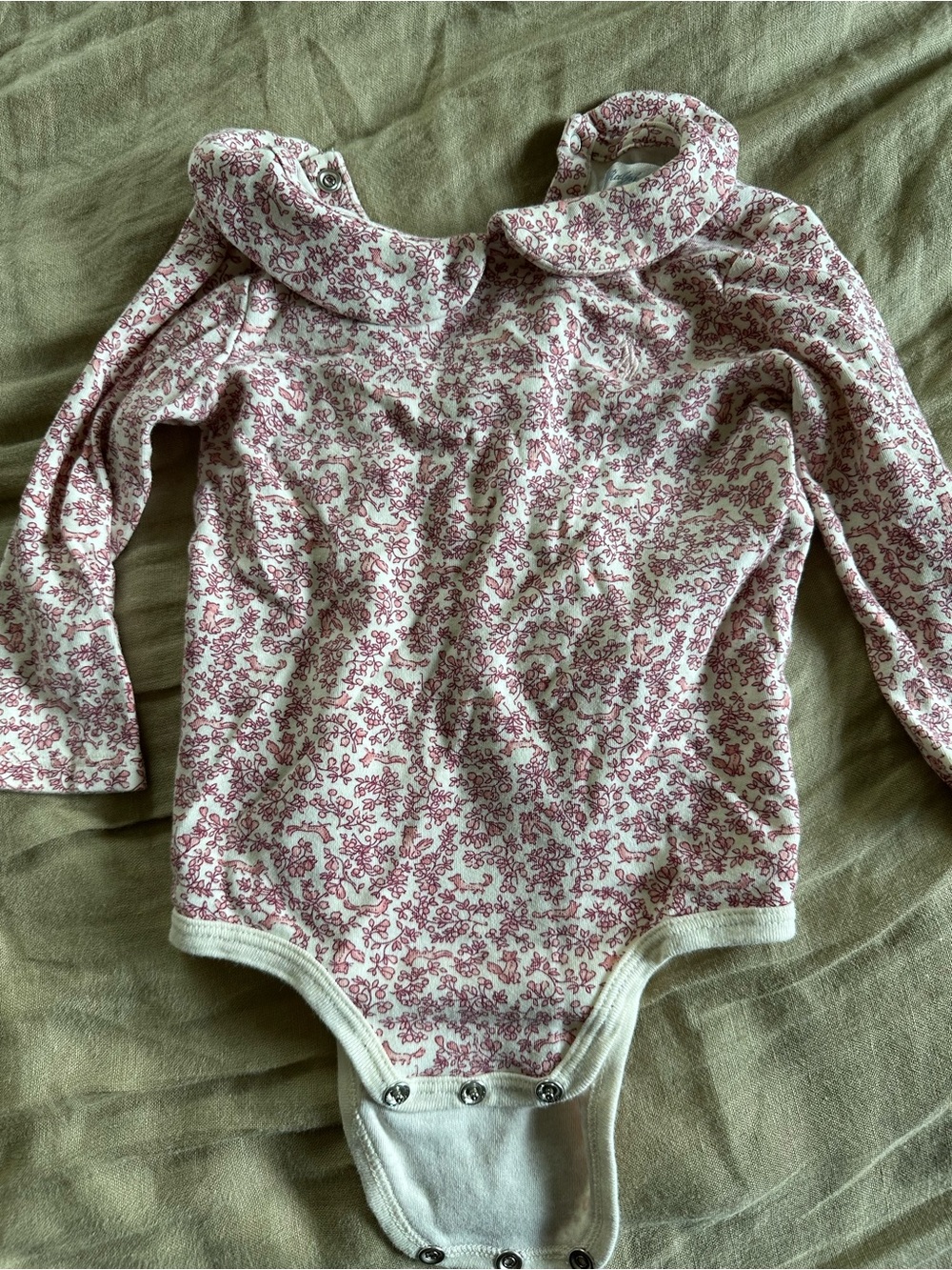 Ralph Lauren Baby Girl White Long-Sleeve Floral One-Piece
